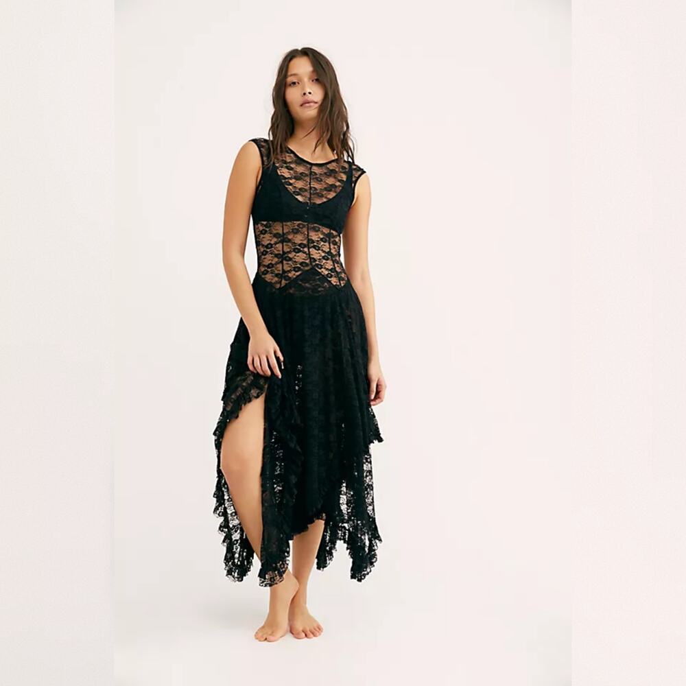 Intimately Free People French Courtship Slip - Black - Size XS - Picture 2 of 10